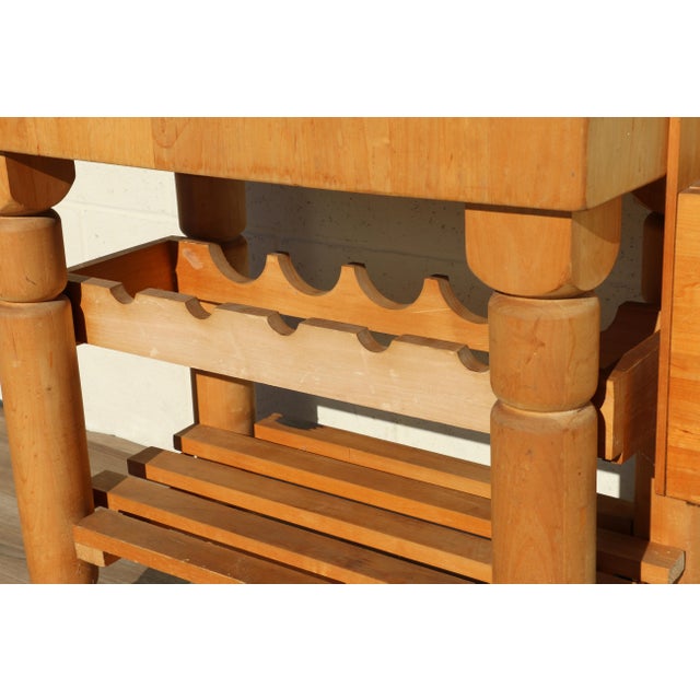 Vintage I. Magnin Solid Wood Butcher Block Baker’s Rack Kitchen Workbench For Sale - Image 11 of 18