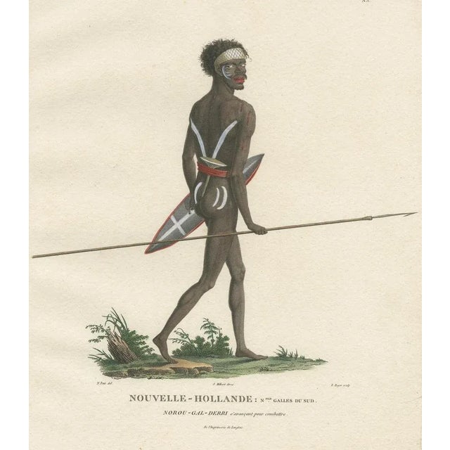 Peron, Illustration of an Indigenous Australian Man, 1810, Hand-Colored Print For Sale - Image 6 of 6