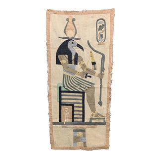 Vintage 1970s Hand Stitched Egyptian Wall Hanging Tapestry For Sale