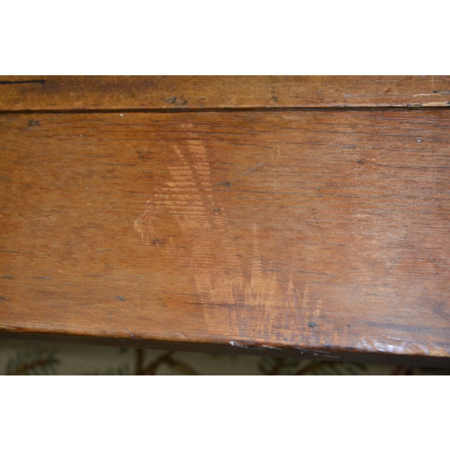 Antique English Rustic Pine Work / Dining Table W/ 2 Lateral Drawers & Drop Leaf Sides For Sale - Image 11 of 18