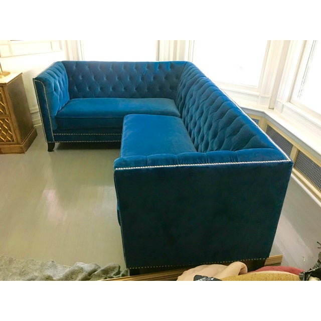 Blue Velvet Pasargard Victorian Sectional Chairish