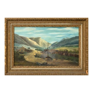 Signed American Mountain Landscape Oil on Canvas For Sale