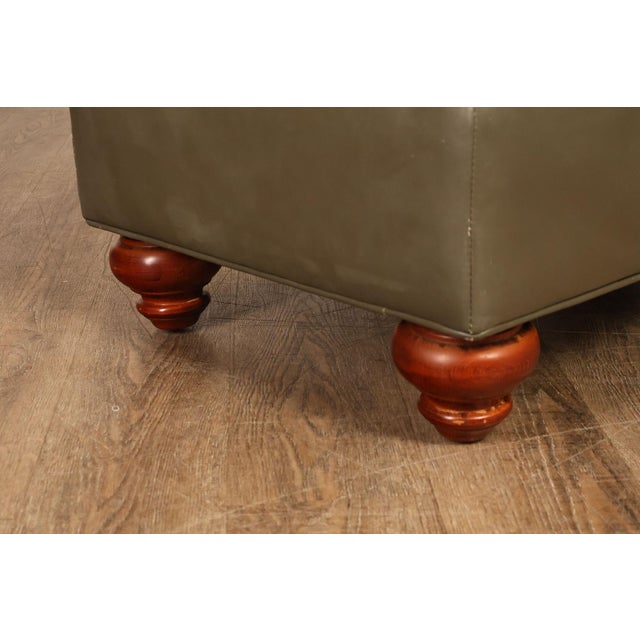 Ethan Allen Traditional Leather Ottoman For Sale - Image 9 of 18