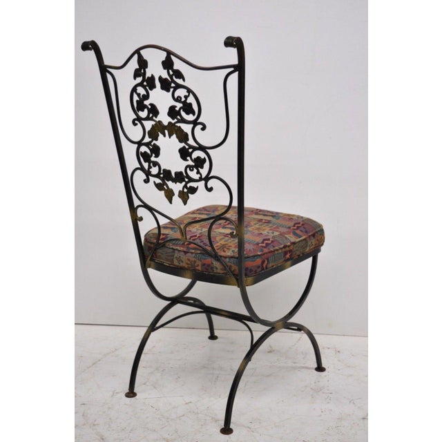 Vintage Woodard Wrought Iron Black Gold Scrolling Leaf Patio