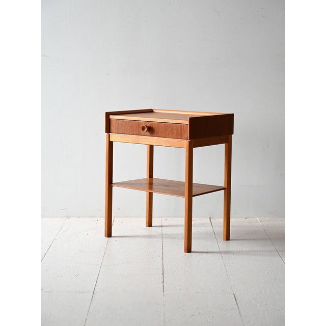 Scandinavian Teak and Oak Bedside Table, 1960s For Sale - Image 4 of 10