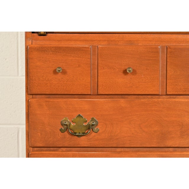 Ethan Allen American Colonial Solid Maple Drop Front Secretary Desk, Circa 1970s For Sale - Image 11 of 16