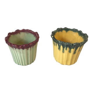 Vintage McCoy Drip Glaze Ceramic Planters For Sale