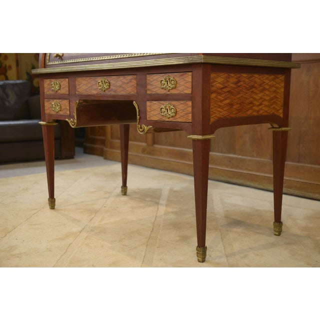 Napoleon III Louis XVI Style Marquetry Cylinder Desk For Sale - Image 9 of 18