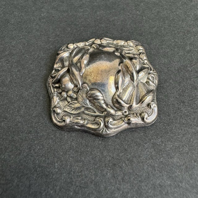 Art Nouveau Sterling Silver Brooch Ornate Square Pin Vintage Antique Estate Jewelry For Sale - Image 4 of 11