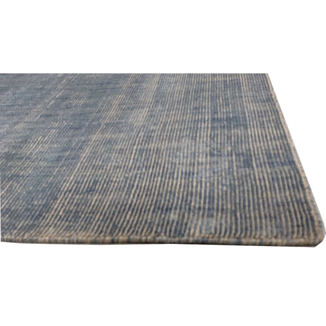 Blue Simplicity Blue Contemporary Handwoven Rug 8ft X 10ft For Sale - Image 8 of 12