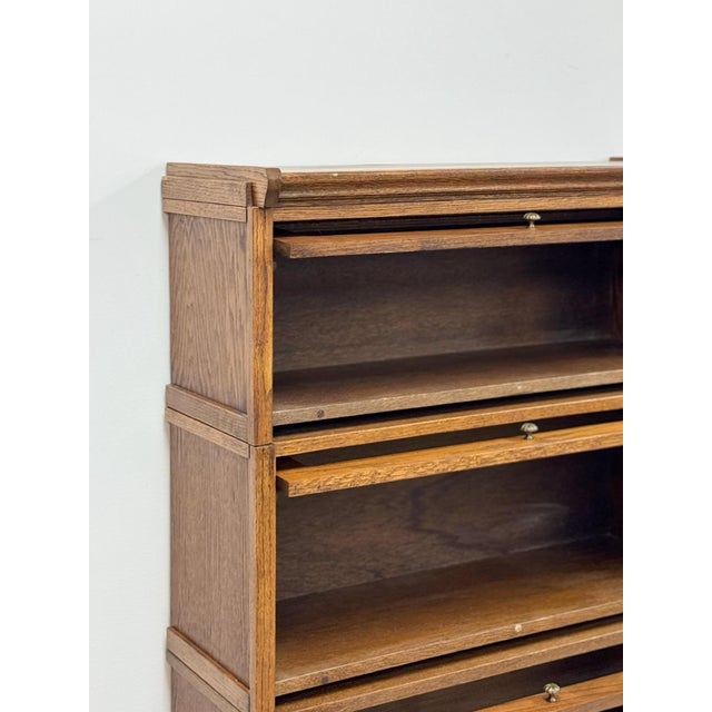 Vintage Bookcase Three Stack Oak Barrister Glass Door Traditional Shelf For Sale - Image 13 of 15