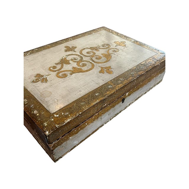 19th Century Florentine Jewelry Box With Green Velvet Interior For Sale - Image 5 of 5