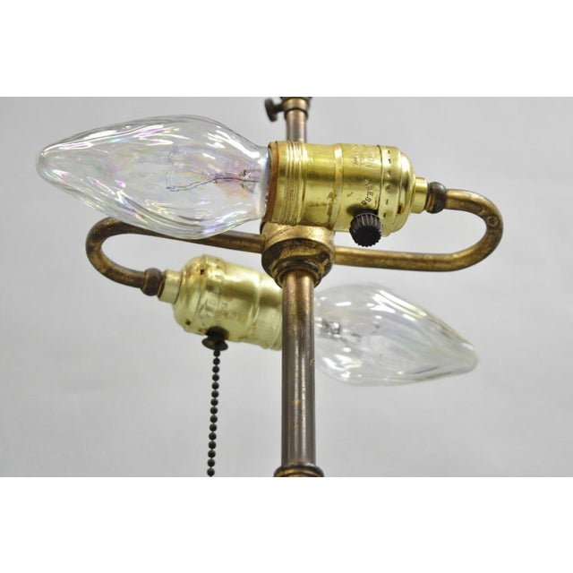 Metal Antique Victorian Red Marble Column Parlor Table Lamp With Bronze Mounts For Sale - Image 7 of 11