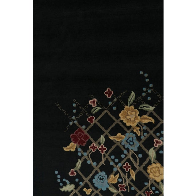 2010s Rug & Kilim’s Chinese Art Deco Style Rug in Black & Green With Floral Pattern For Sale In New York - Image 6 of 7