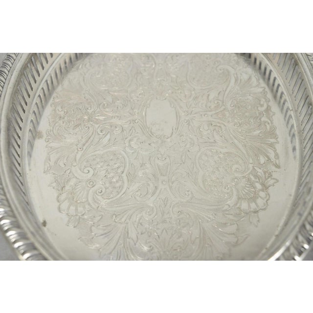 Vintage Eales Silver Plated Small Raised Gallery Oval Trinket Dish Bar Tray For Sale - Image 10 of 14