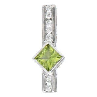 14KW Peridot(0.78) & Diamond(0.16) Slide Pendant For Sale