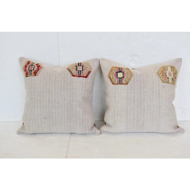 Boho Chic Vintage Turkish Kilim Cushions - a Pair For Sale - Image 3 of 5