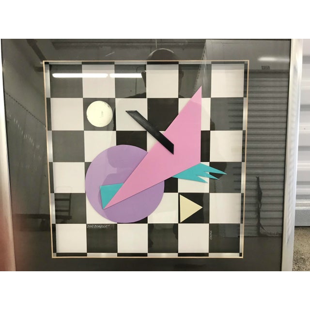 1980s "Dive Bomber" and "Innocent Bystander" Postmodern Memphis Style Collages, Framed - Set of 2 For Sale - Image 11 of 13