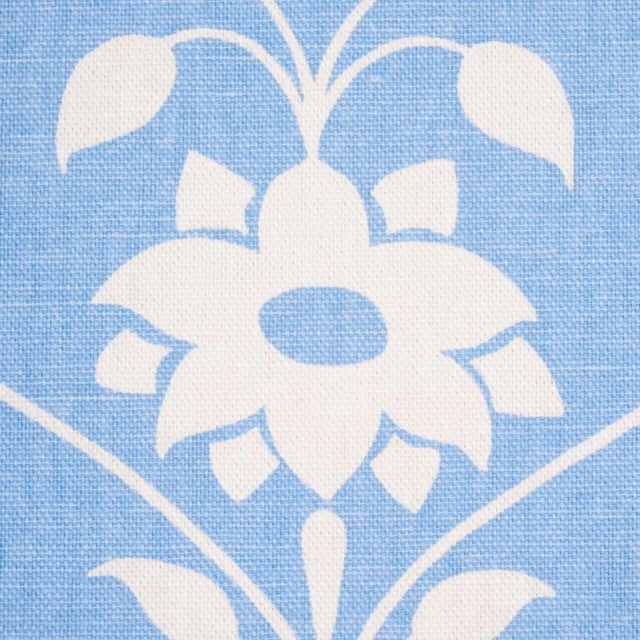 Indian Sample - Schumacher x Marie-Anne Oudejans Jaipur Mughal Flower Fabric in Cornflower Blue For Sale - Image 3 of 5