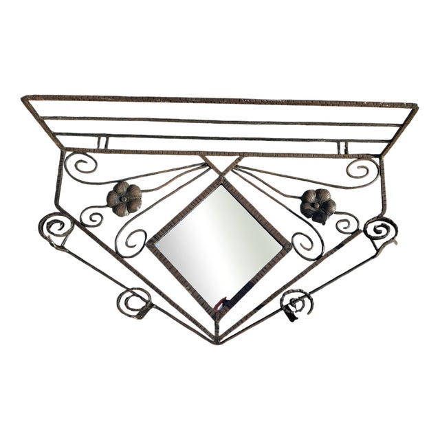 Art Deco Wrought Iron Wall Mirror, 1930s For Sale