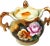 Creamer and sugar dish with hand-painted colorful floral pattern and intricate details. Creamer, 2.5"L x 2"W x 3"H; sugar...