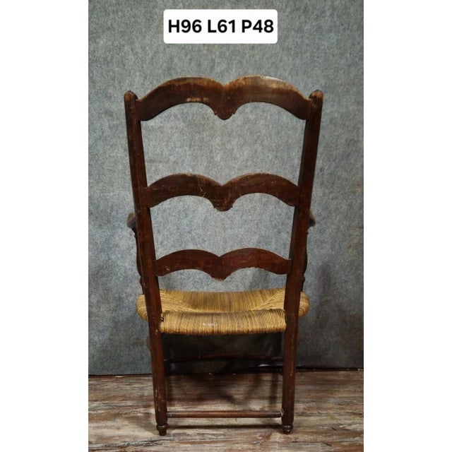 Armchair in Wood with Woven Straw Seat For Sale - Image 6 of 7