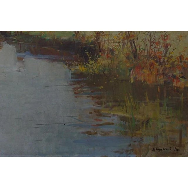 1960s Vintage Impressionism River Oil Painting (1966) For Sale - Image 5 of 6