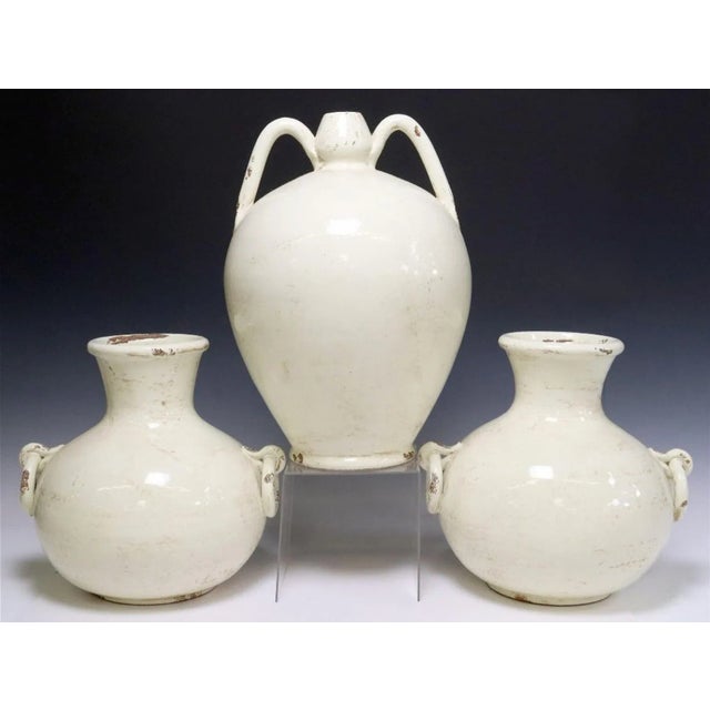 Vintage Italian Hand Painted Majolica Jug & Vase Garniture Set Leona Italy For Sale In Dallas - Image 6 of 7