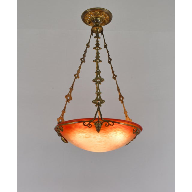 French Art Deco Pendant Light by Charles Schneider - 1925 Chandelier France For Sale - Image 6 of 14