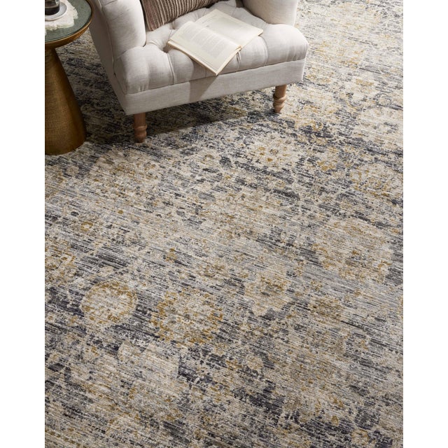 Gray Jean Stoffer x Loloi Katherine Charcoal / Gold 2'-7" x 12'-0" Runner Rug For Sale - Image 8 of 10