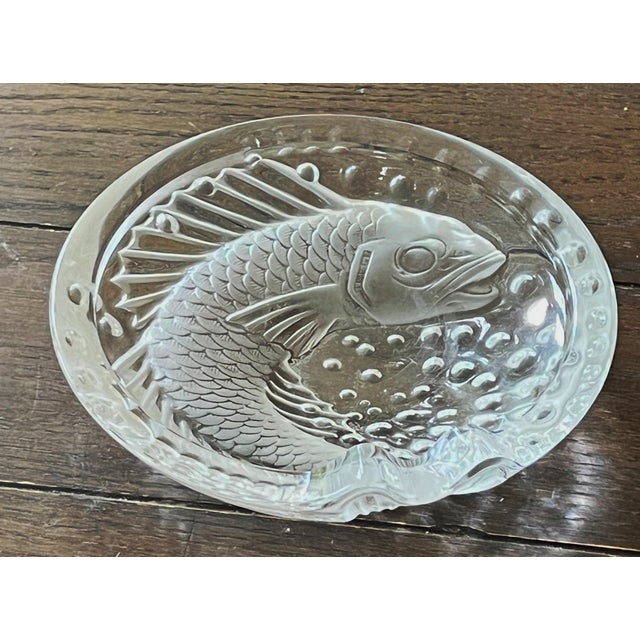 Vintage 1970s Lalique France Crystal Concarneau Koi Fish Cigar PISCES Ashtray... or Caviar Dish with spoon rest????...