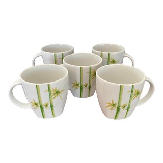 Lubiana Poland Bamboo Flower Coffee Tea Mugs, a Set of 5 For Sale