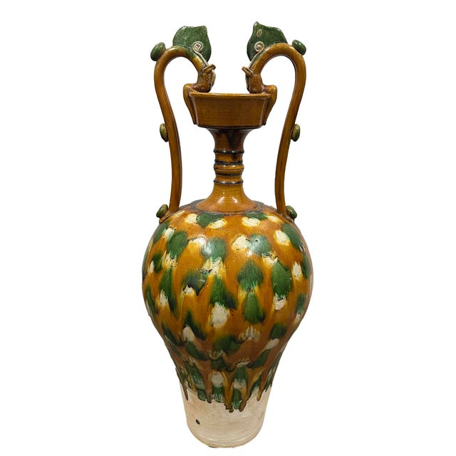 Early 20th Century Chinese Sancai-Glazed Double Dragon-Handled Amphora/Vase For Sale - Image 11 of 13