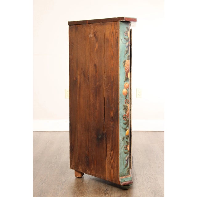Mid 20th Century Italian Tuscan Style Paint Decorated Corner Cabinet For Sale - Image 9 of 12