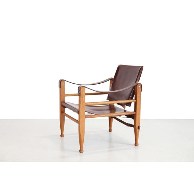 1960s Safari Chair in Oak and Leather by Aage Bruun, 1960s For Sale - Image 5 of 7