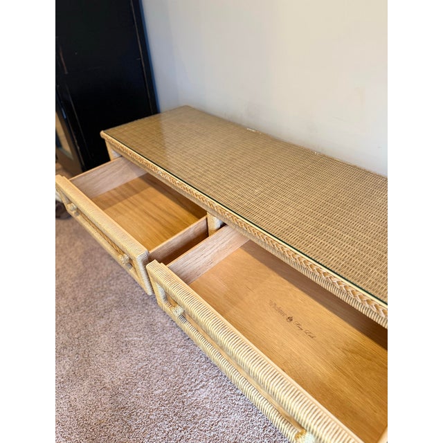 Vintage Henry Link Wicker 6-Drawer Dresser With Glass Top For Sale In Nashville - Image 6 of 12