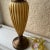 American Pair of 1990s Tall Ribbed Frosted Glass and Brushed Bronze Table Lamps For Sale - Image 3 of 10