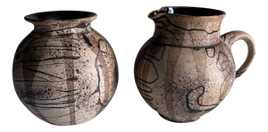 Small Studio Ceramic Art Vase & Jug by Gerhard Liebenthron, Germany 1983, Set of 2