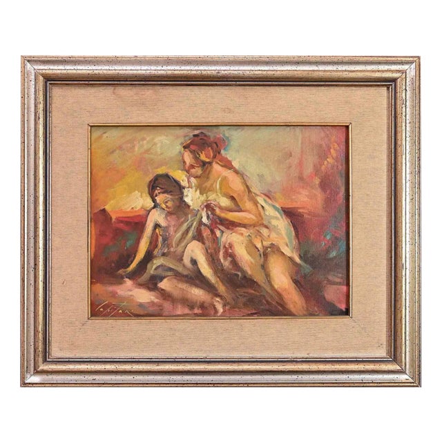 Sergio Capitani, Sulking, Original Oil on Canvas, 1977 For Sale