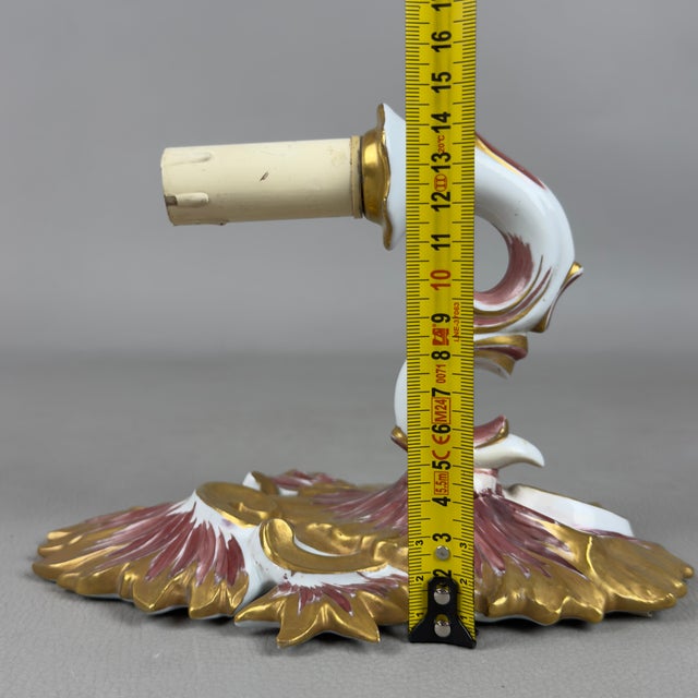 20th Century Wall Lamps in Limoges Porcelain and Gold, France, Set of 2 For Sale - Image 11 of 12