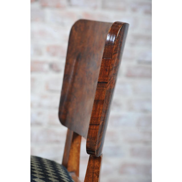 Vintage Art Deco Chairs in Beech and Walnut Veneer, Czech, 1920s, Set of 4 For Sale - Image 3 of 17