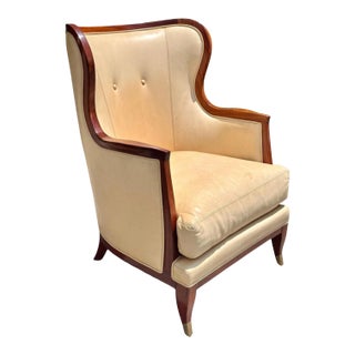 Lucien Rollin Collection for William Switzer Leather Wingback Armchair For Sale