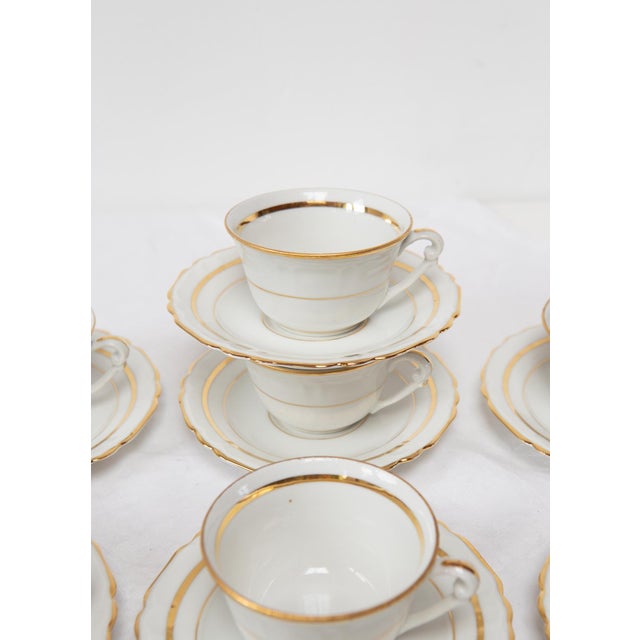 French Porcelain Tea or Coffee Cups and Saucers, Set of 20 For Sale - Image 3 of 8
