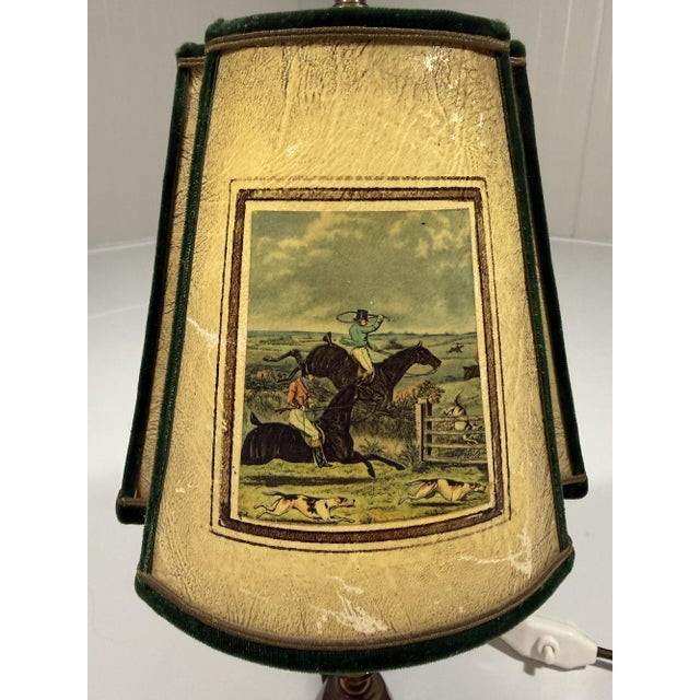 Vintage Hunting Scene Table Lamp in Brass, 1950s For Sale - Image 15 of 18