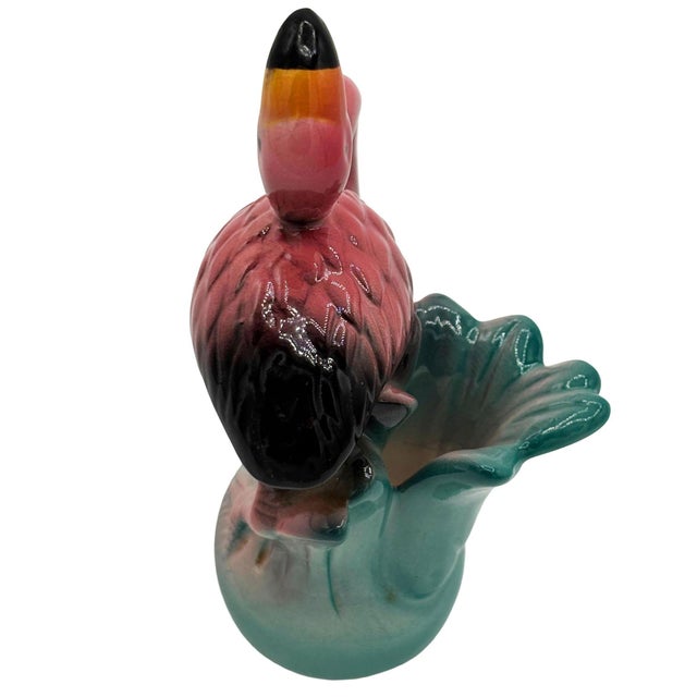 1986 Tropical Pink Flamingo Ceramic Tabletop Bud Vase Set by Five & Dime For Sale - Image 4 of 5