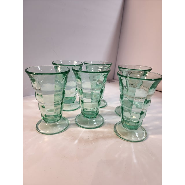 1930s Uranium Ice Cream Float Glasses - Set of 6 For Sale - Image 4 of 6