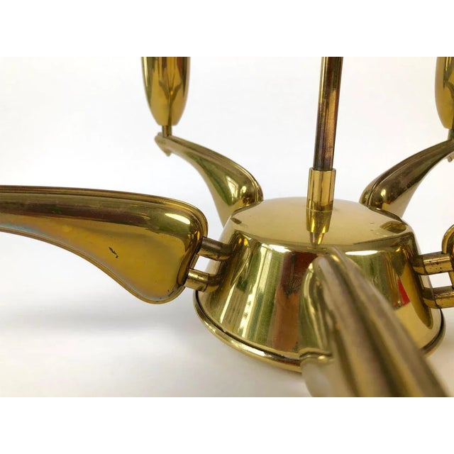 French Brass Chandelier, 1950s For Sale - Image 3 of 12