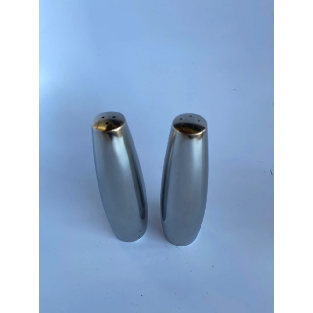Vintage Danish Ihq Denmark Stainless Steel Salt & Pepper Set- a Pair For Sale In Chicago - Image 6 of 6