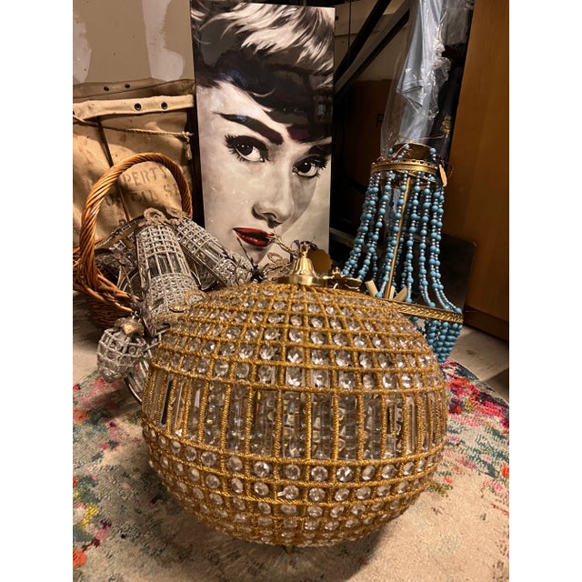 Mid-Century Modern 1970s Gold Sphere Pendant For Sale - Image 3 of 8