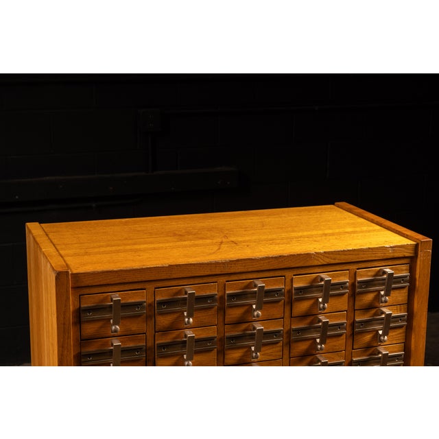 Mid-Century 30-Drawer Oak Card Catalog For Sale In Chicago - Image 6 of 9